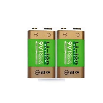 1pcs/daug Karšto pardavimo 800mAh lithium ion baterija 9 V įkrovimo baterija (akumuliatorius dūmų detektorius bevielis mikrofonas