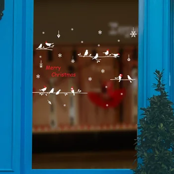 Kalėdų snaigės medžio šaką paukščių Siena Lipdukas Kalėdų Stiklo langų apdailos jam prilygintą išsilavinimą Meno, lipdukai Naujųjų Metų tapetai, lipdukai