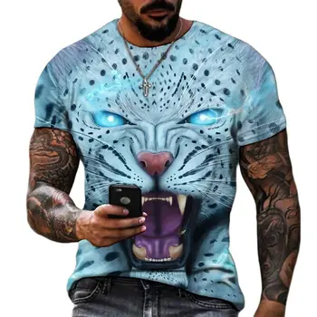 Naujas Aštri Tige Gyvūnų 3D Spausdinimo vyriški marškinėliai Vasarą Vyrams Punk Stiliaus Drabužių Prarasti Apvalios Kaklo trumpomis Rankovėmis Vyrų T-shirts