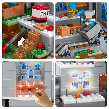 Mano Pasaulis Blokai Suderinama LegoINGLYS Minecrafted Mini Kalnų Oloje Duomenys Modulis Plytų Žaislai Vaikams