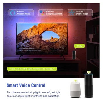 Aplinkos TV PC Apšvietimo Rinkinys HDMI Sync Ekrano Spalvos LED Juostelės Šviesa veikia su Tuya WiFi, Alexa, Google Kontrolės HDTV Kompiuterį Xbox