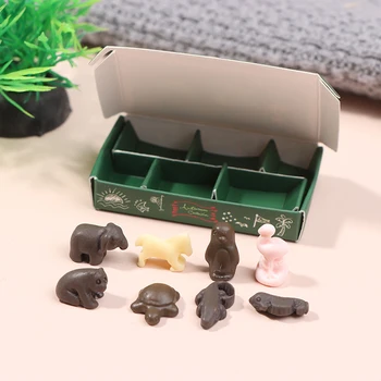 1Set Mielas Miniatiūriniai Lėlių Mini Animacinių filmų Gyvūnų Modelio Šokolado Modelis Žaisti Virtuvės Maisto Žaislas
