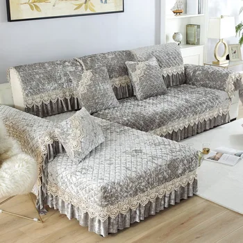 Europos stiliaus aukso aksomo sijonas sofos pagalvėlių, paprastas derinys sofa sutirštės neslidus sofos pagalvėlė padengti rankšluostį, dulkių dangtelį