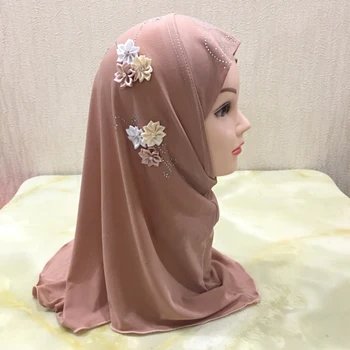 Musulmonų Mados Islamas Mergina Hijab Al-Amira Skarelė Gėlės Hijab Jersey Rait Moterų Underscarf Momentinių Hijab Vaikai Hijab