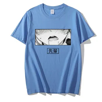 Hentai Waifu Nepadorūs Seksualus Senpai Meilės Hentai Ahegao Otaku Vaporwave Black T-shirt Atspausdintas T-Shirt Vyrai Harajuku Estetinės T-Shirt