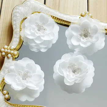 5vnt Siūti Balta Gėlė Pleistrai 3D Aplikacijos Puošnios Gėlės Lopai Drabužių Maišai Vestuvių Suknelė Appliques Parches 