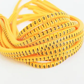 Kabelio markerEC-0 500PCS geltonos spalvų derinys skaičius Kabelis Viela Žymeklis Skaičius nuo 0 iki 9, Kabeliui, Dydis 1.5 sqmm PVC medžiagos, laidų žymeklis 0