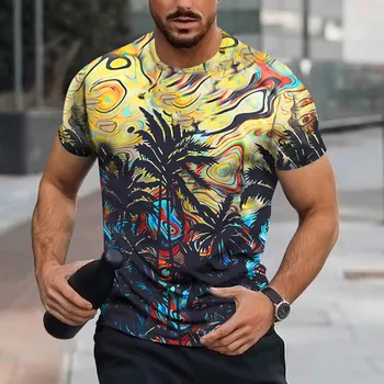Sumitong naujas 3D skaitmeninis spausdinimas augalų modelis t-shirt vyriškos mados prekės ženklas trumpas rankovės atsitiktinis Gatvės viršų