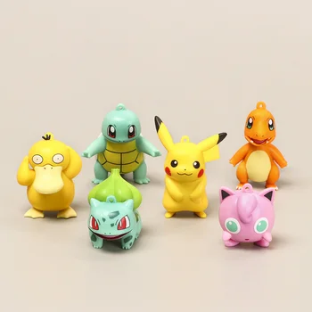 6Pcs/Set Pokemon Pocket Monstras Pikachu Charmander Psyduck Squirtle Jigglypuff Bulbasaur Duomenys Modelis Žaislai Vaikams-Geriausia Dovana