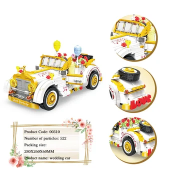 Romantiška vestuvių automobilių mergaitė vestuvių montavimas blokai vaikų žaislai šeimos apdaila, dekoratyviniai dirbiniai dovanos