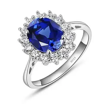 Milangirl Prabanga Princesė Kate Mėlynas Perlas Sukūrė Mėlynas Kristalas, Sidabro Spalvos Vestuvių Piršto Žiedas Crystal Prekės Papuošalai Moterims