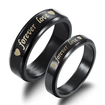 Moterų, Vyrų Amžinai Mylėti Graviruotas Vestuvinis Žiedas Grupė Žada Pora juodos Spalvos žiedas