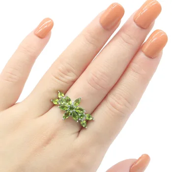 25x15mm Mielas Mielas Sukurta Žalia Olivīns Už Ponios Kasdien Dėvėti Sidabro Žiedai