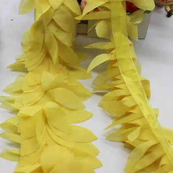 1 Yds 3D Šifono Gėlių Nėrinių Appliqued rankų darbas Siuvimo Slenkstukai Suknelė Apdailos 8-10cm