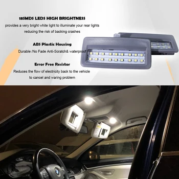 Baltas LED Automobilio Salono Makiažo Veidrodėliai Žibintai BMW 5Series F07 F10 F11 7Series yra f01 F02 F03 F04 Skaitymo Lemputės