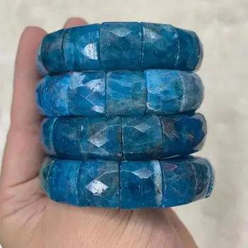 Mėlyna apatite akmens karoliukai apyrankių natūralus perlas akmens bangle žavinga papuošalai, moteriai dovanų didmeninės !