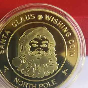 Santa Claus Norintys Moneta, Kolekcines, Auksą, Padengtą Suvenyrų Monetos Šiaurės Ašigalio Kolekcijos Dovana Linksmų Kalėdų Proginės Monetos