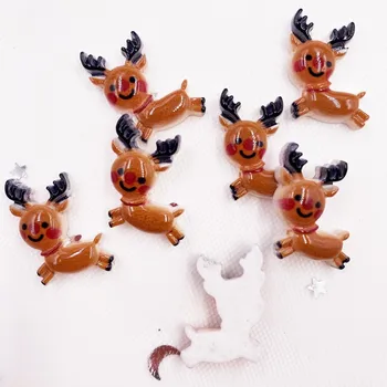 Naujas Dervos Spalvinga Kalėdų Mini Briedžių Flatback Cabochon Akmens Miniatiūrų Kalėdų Ornamentu 