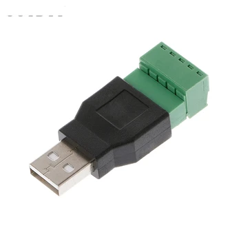 1Pcs USB female į varžto jungtis USB kištukas su shield jungtis USB2.0 Female jungtis, USB female į varžtas terminalas