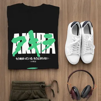 Akira Žalia Japonijos Miestas Sprogimo Marškinėliai Neo Vyrų Laisvalaikio T-Shirt Didelis Grafinis Medvilnės Marškinėliai