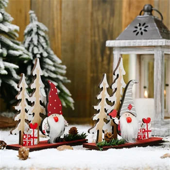 Kalėdinė Dekoracija Beveidis Miško Vyras Elfai Mediniai Darbalaukio Papuošalai Navidad Kalėdų Dovanos 2021 Naujieji Metai Apdaila
