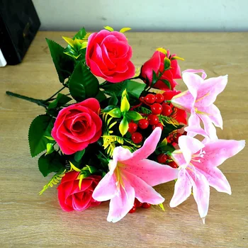 Kapinių Gėlės, Kapinių Kapo Papuošalai Lily Rose Festivalis Tiekimo 5 Spalvų Plastiko Dirbtinius Puokštė