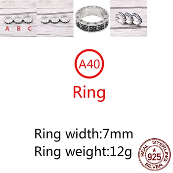 A40 925 sterlingas sidabro žiedas papuošalų retro asmenybė inkaro kryžiaus aplink punk mados stilius pora formos dovana draugams
