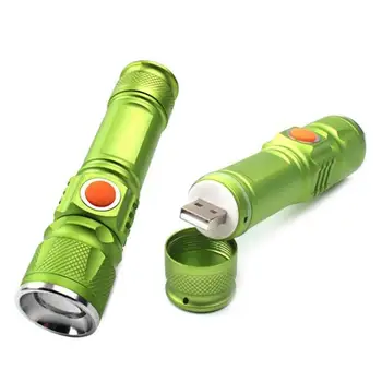 Mini USB Įkrovimo Teleskopinis Zoomable T6 LED Ryškus Žibintuvėlis Lauko Žibintas