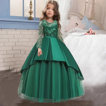 2022 Kalėdų Ilgomis Rankovėmis 4-14 Metų Paaugliams Šalies Girl Dress Vaikams Vestuvių Gėlių Vaikų Drabužiai Princesė Inscenizacija Vestidos