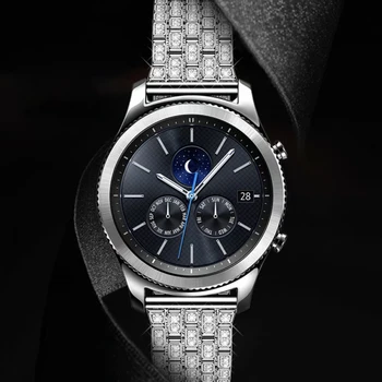 20mm 22mm Nerūdijančio plieno watchband Samsung Galaxy Žiūrėti 4 40 42 46 44mm 3 45mm dirželis riešo raiščių prabangių deimantų žiūrėti intervalai