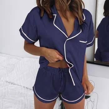 2 Gabalas Dirbtiniais Šilko Satino Pajama Nustatyti Šortai Moterims Pižamos Vasaros Sleepwear Pijama Mujer Namų Kostiumas Miego Loungewear