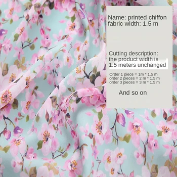 Mažos Gėlių Nepermatomas Sag Šifono Audinio, Kurį Vienam Metrui Suknelė Marškinėliai Cheongsam Kelnės Gėlių Spausdinti Tekstilės Kvėpuojantis Audinys