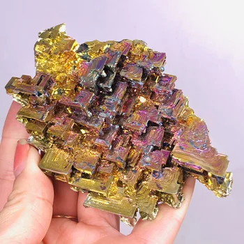 Natūralios Spalvos Titano Bismuto Retas Vaivorykštė Metalo, Kristalų Mineralinis Akmuo Dekoras