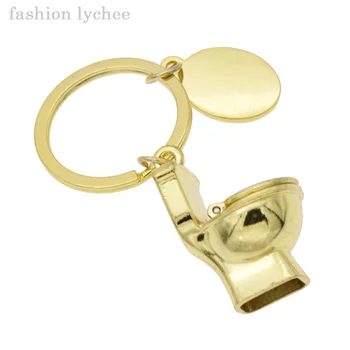 Mados ličiai Kūrybos Aukso Spalvos Tualetas Keychain paketų prižiūrėtojų raktinę Mini Miela Dovana Moterims Maišas Kabo Pakabukai Žiedas, Raktas Fob 0