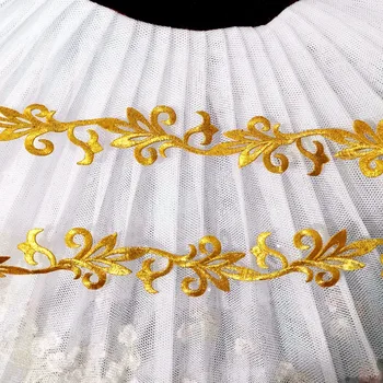 Geležies Auksu Siuvinėtų Nėrinių Kostiumai Nėriniai Apdailos Appliqued Pintas Derliaus Užbaigimo, Aukso Ir Sidabro Venise Varčias 3.6 cm Pločio