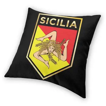 Sicilan Shield Pagalvėlė Padengti 40x40 Namų Dekoro 3D Spausdinimo Trinacria Sicilijos Vėliavos Mesti Pagalvės užvalkalą Automobilių dvipusės