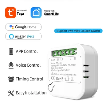 Lonsonho WiFi Smart Switch Module Relay Tuya Smart Gyvenimą Su arba Be Neutralus Laidas Alexa 