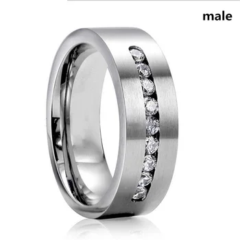 Romantiška Cirkonis Pora Žiedai, Nerūdijančio Plieno, vyriški žiedai Ir Paprasta Kristalų Cirkonis Moterų Žiedai Nustatyti Vestuvinis Žiedas