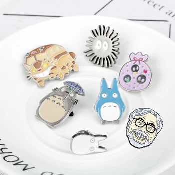 Japonija Hayao Miyazaki Anime Mielas Animacinių filmų Sagė Totoro Emalio Pins & Sagės Vyrams, Moterims, Kuprinės, Atvartas Apykaklės, Emblemos Sagė-4