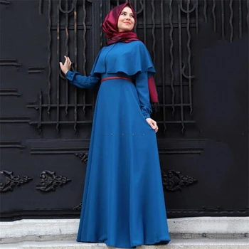 Moteris Dubajus arabų, turkų Musulmonų Elegantiškas Abaja Islamo Pynimas ilgomis Rankovėmis Elbise Moterų Ramadanas Kaftan Maxi Suknelė su Diržu