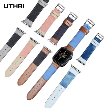 Oda+Drobė Diržu, Apple Watch Band 44mm 40mm 42mm 38mm Už IWatch Serija 1 2 3 4 5 6 SE Watchband UTHAI A87