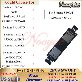 Išbandyti SD Card Reader Asus Zenfone 2 4 5 6 Zoom ZE500CL Z00D ZE551ML ZE550ML Sim Laikiklį, Plokštelės Įpjovos Flex Kabelis Valdyba