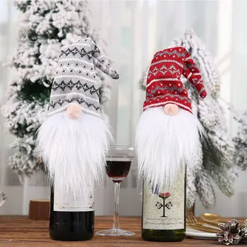 Festivalis Namų Papuošalas Vakarienė Apdailos Lentelės, Apdailos Kalėdų Medžiaga Vyno Butelio Dangtelį, Beveidis Gnome