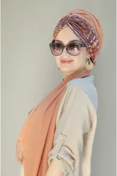 2021 Naujas Mados Hijab gatavi Orange Foulard Šalikas Ilgas Musulmonų Skara Paprastas Minkštas Turbaną Kaklaraištis Galvos Apsiaustas Moterų kvietimas