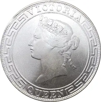 Kinija Honkongas Monetų 1868 1One Doleris Queen Victoria Crowend Krūtinė Susiduria Kairėje Cupronickel padengti Sidabro Monetos Kopija