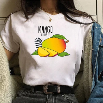 Moterų Mados Marškinėlius Mango Temą Print T shirt Harajuku Viršūnes Tee Mielas Trumpas Rankovės Gyvūnų Marškinėlius Moterų Tshirts