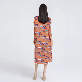 2021 m. rudenį naujų moterų krūtinėmis suknelė Miyak kartus Didelio dydžio prarasti visas rungtynes, spausdinami švarkelis, vidutinio ilgio suknelė