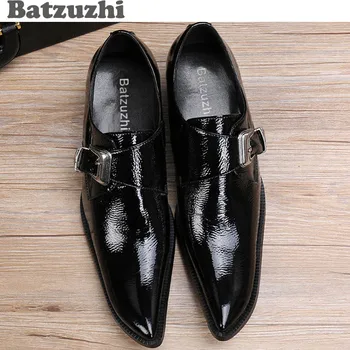Batzuzhi Japonų Stiliaus Mados Aikštė Kojų vyriški Batai Juodos Odos Suknelė Bateliai Vyrai Sagtis Mažai Padėti Vestuves/Verslo Bateliai Vyrai