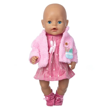 2021 Naujų Karšto Pardavimo Lėlės Drabužiai Tinka 18 colių 43cm Gimė Nauja Baby Doll, Rožinės spalvos Skara Suknelė Kūdikio Gimtadienio Dovana
