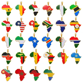 KOJ Hip-hop Afrikos Žemėlapis Pakabukas Karoliai, Papuošalai Ganoje, Nigerijoje, Konge, Sudane, Somalyje, Uganda Zambija Zimbabvė Liberija Vario Karoliai